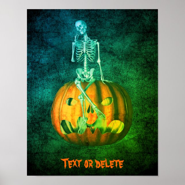 Halloween Skeleton Pumpkin Personalized  Poster (Front)