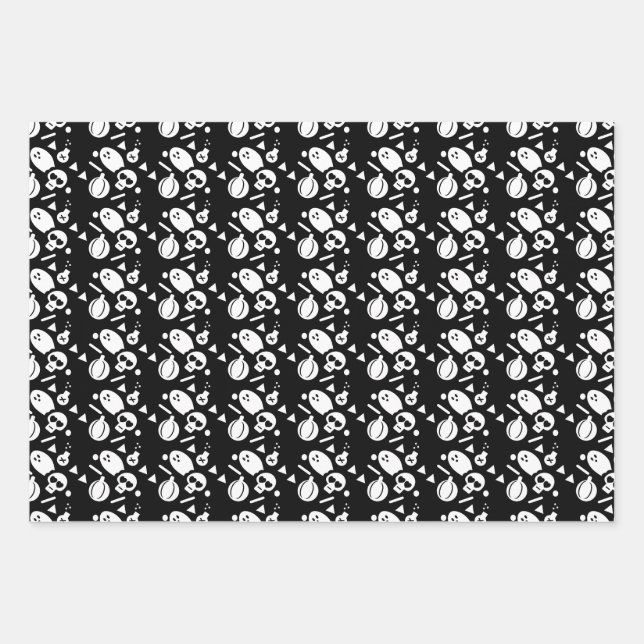 Halloween Skeleton Pumpkin Spooky Sprinkles Wrapping Paper Sheets (Front)