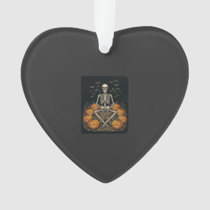 Halloween Skeleton Pumpkin Vintage Retro Design_1 Ornament