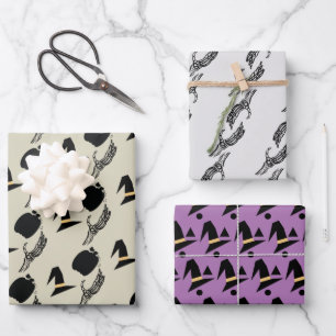 Halloween Skeleton Pumpkin Witch Pattern Wrapping Paper Sheets