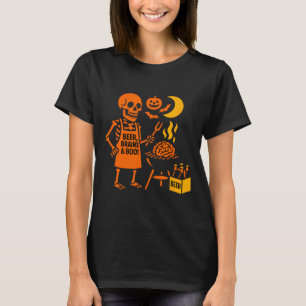 Halloween Skeleton Rbecue Beer Brains Boo Spooky P T-Shirt