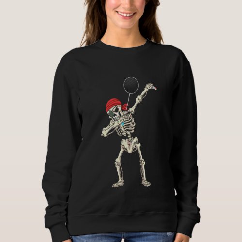 Halloween Skeleton Red Head Scarf Badminton Dabbin Sweatshirt