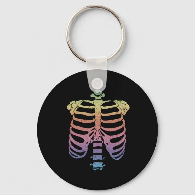 Halloween Skeleton Rib Cage Zombie Costume Tee  Keychain (Front)