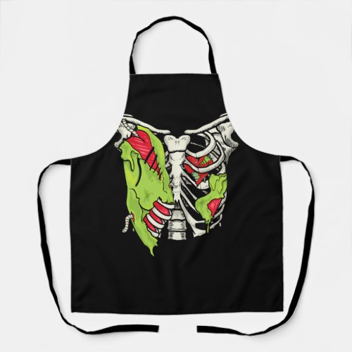 Halloween Skeleton Rib Cage Zombie Costume Torn Fa Apron