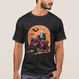 Halloween Skeleton Riding Monster Truck Toddler Bo T-Shirt