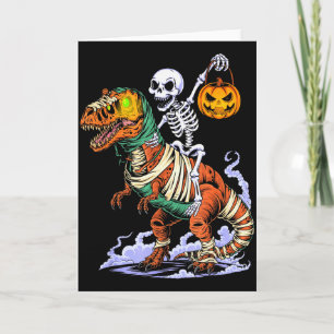 Halloween Skeleton Riding Mummy T Rex Dinosaur Sca Card