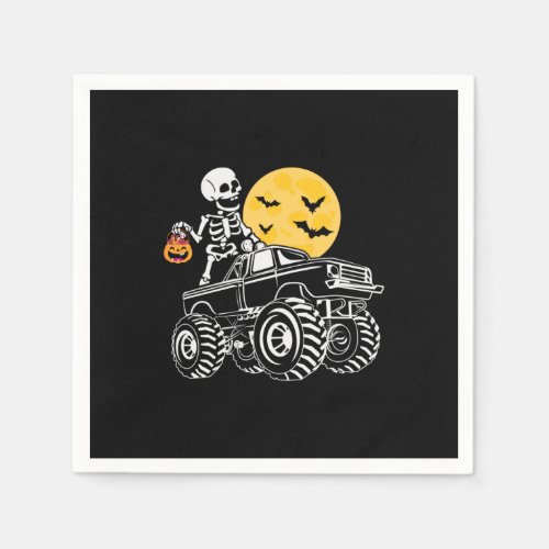 Halloween Skeleton Riding Truck Birthday Napkins