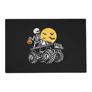 Halloween Skeleton Riding Truck Birthday Placemat