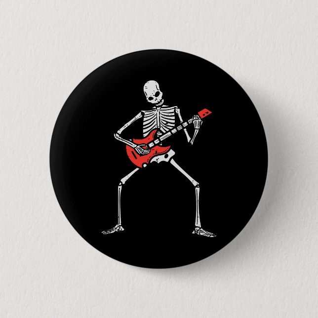 Halloween Skeleton Rock Guitar Costume Rocker Men  Button (Front)