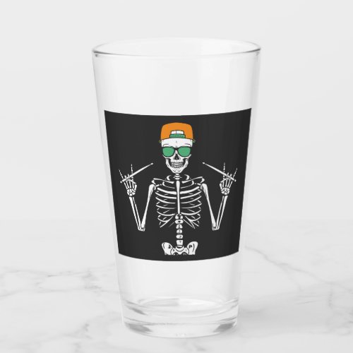 Halloween Skeleton Rock Hand Playing Drums Drinkin Glass