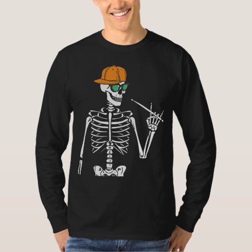 Halloween Skeleton Rock Hand Playing Drums Men L T_Shirt