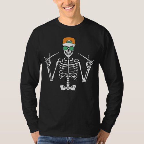 Halloween Skeleton Rock Hand Playing Drums Men L T_Shirt