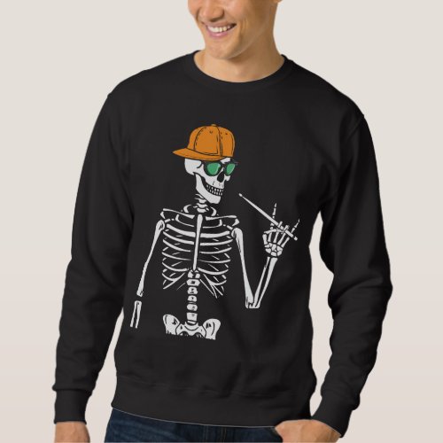 Halloween Skeleton Rock Hand Playing Drums Men Sweatshirt