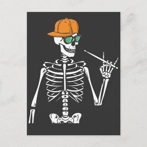 Halloween Skeleton Rock Hand Playing Drums Postcard