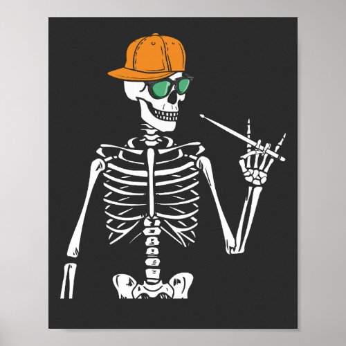 Halloween Skeleton Rock Hand Playing Drums Poster