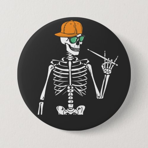 Halloween Skeleton Rock Hand Playing Drums Round Button