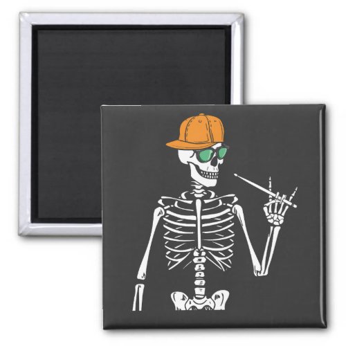 Halloween Skeleton Rock Hand Playing Drums Square Magnet