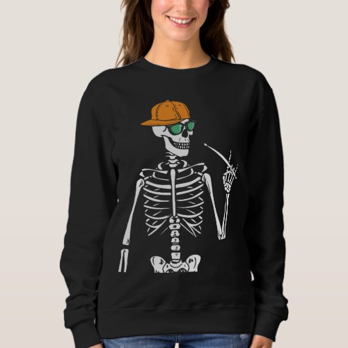 Halloween Skeleton Rock Hand Playing Drums Women Sweatshirt