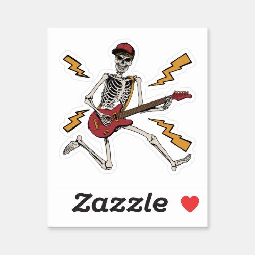 Halloween Skeleton Rock Hand Playing Guitar Custom Sticker
