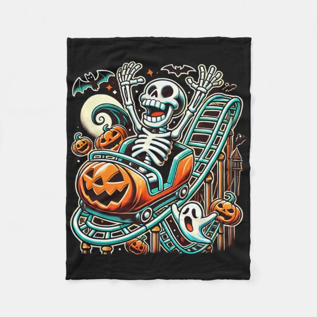 Halloween Skeleton Roller Coaster  Fleece Blanket (Front)