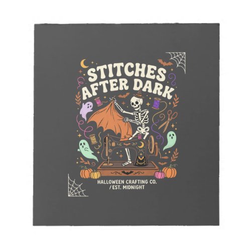 Halloween Skeleton Sewing Night Notepad