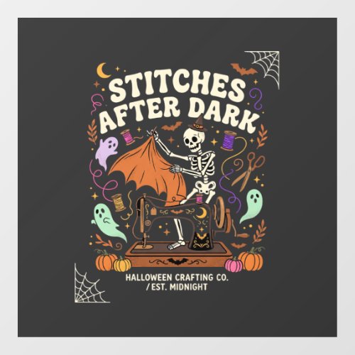 Halloween Skeleton Sewing Night Window Cling