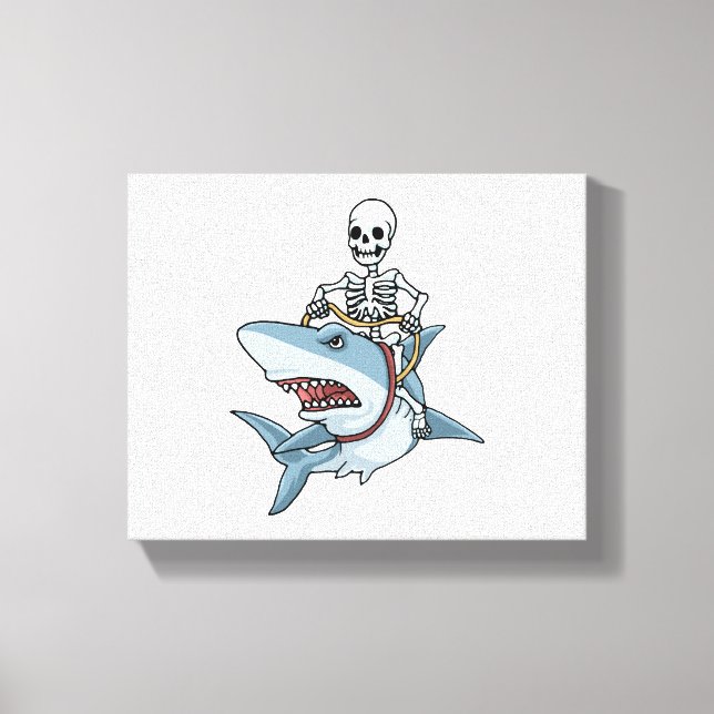 Halloween Skeleton Shark Funny Halloween Gift Canvas Print (Front)
