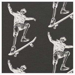 halloween skeleton skateboard  white fabric