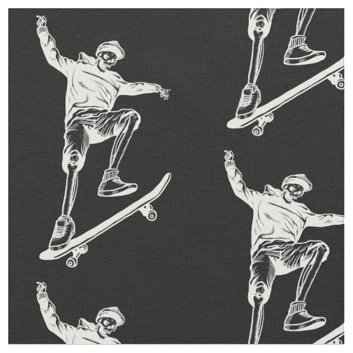 halloween skeleton skateboard  white fabric