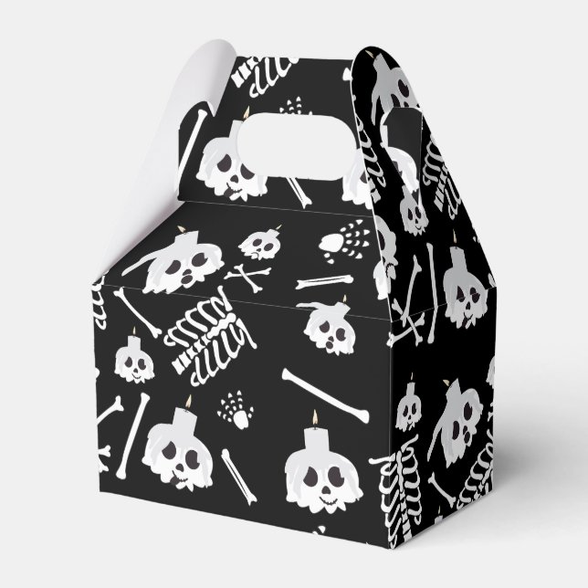 Halloween Skeleton Skull Bones Halloween Party Favor Boxes (Front Side)