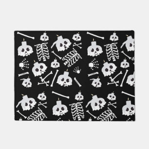 Halloween Skeleton Skull Bones Pattern Doormat