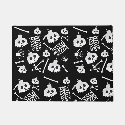 Halloween Skeleton Skull Bones Pattern Doormat