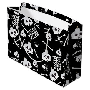 Halloween Skeleton Skull Bones Pattern Large Gift Bag