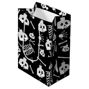 Halloween Skeleton Skull Bones Pattern Medium Gift Bag