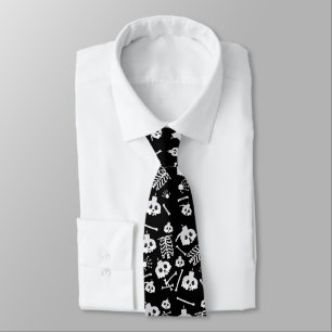 Halloween Skeleton Skull Bones Pattern Neck Tie