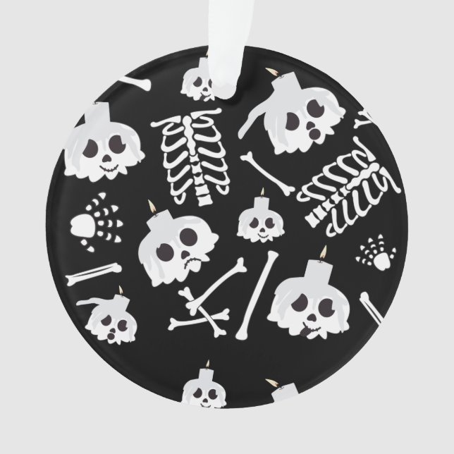 Halloween Skeleton Skull Bones Pattern Ornament (Front)