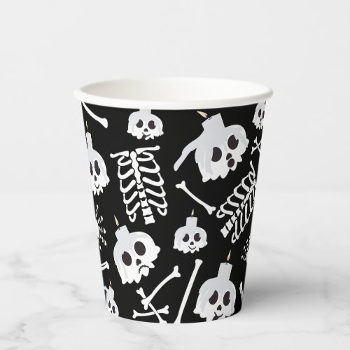 Halloween Skeleton Skull Bones Pattern Paper Cups