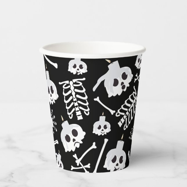 Halloween Skeleton Skull Bones Pattern Paper Cups (Front)