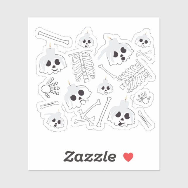Halloween Skeleton Skull Bones Pattern Sticker (Sheet)