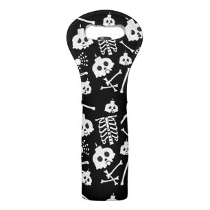 Halloween Skeleton Skull Bones Pattern Wine Bag