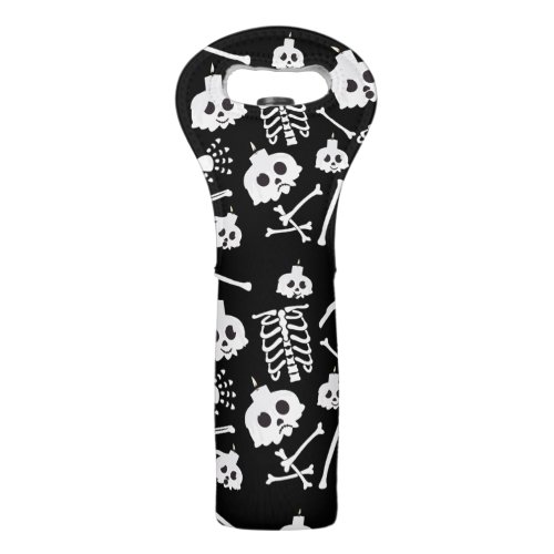 Halloween Skeleton Skull Bones Pattern Wine Bag