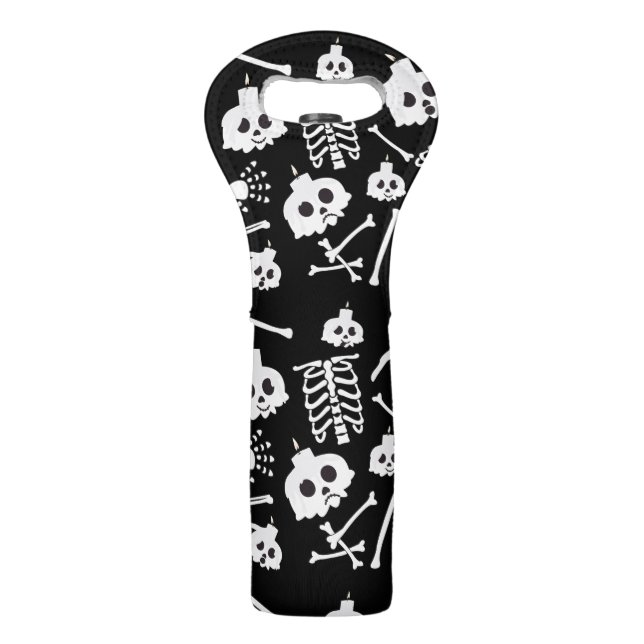 Halloween Skeleton Skull Bones Pattern Wine Bag (Front)