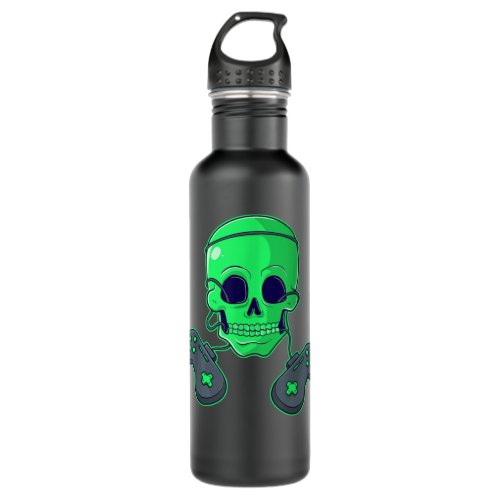 Halloween Skeleton Skull Crossbones Video Gamer Bo Stainless Steel Water Bottle