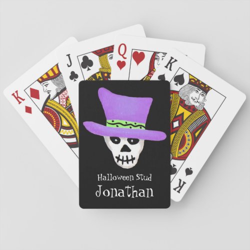 Halloween Skeleton Skull Name Personalized Whimsy Playing Cards