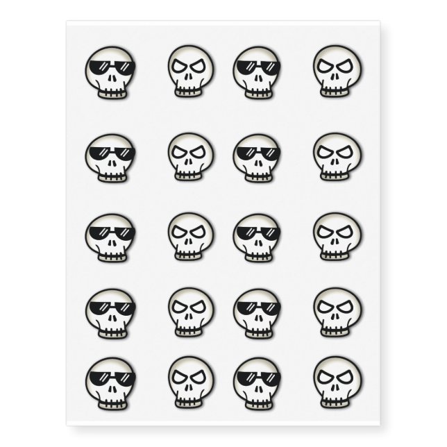 Halloween skeleton skull temporary tattoos (Front)