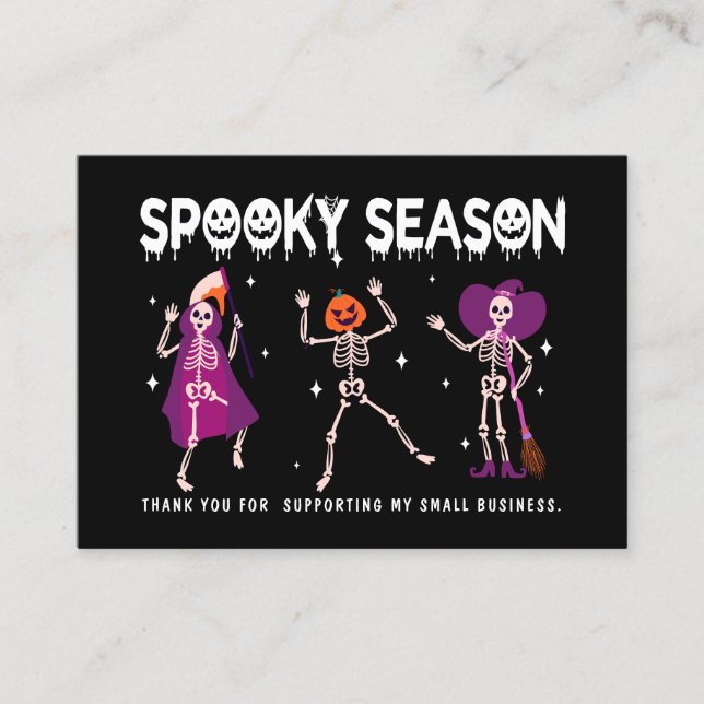 Halloween Skeleton Small business thank you  Business Card (Front)
