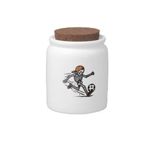 Halloween Skeleton Soccer Football Costume Men Boy Candy Jar