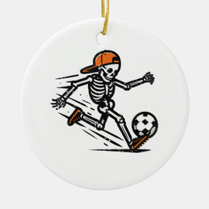 Halloween Skeleton Soccer Football Costume Men Boy Ceramic Ornament