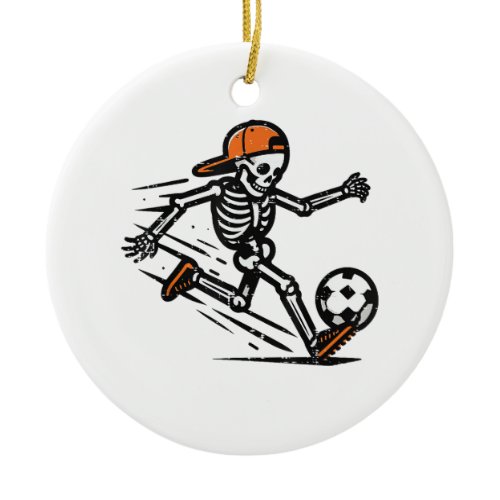 Halloween Skeleton Soccer Football Costume Men Boy Ceramic Ornament