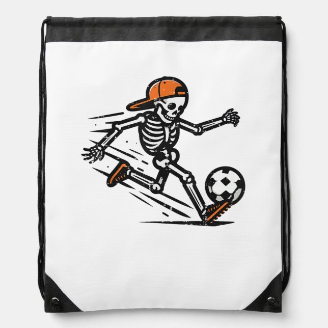 Halloween Skeleton Soccer Football Costume Men Boy Drawstring Bag (Front)